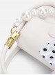 French Elegant Stylish Pearl Chain Polka Dot Bowknot Silk Scarf Classic Lolita Crossbody Bag