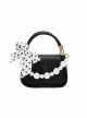 French Elegant Stylish Pearl Chain Polka Dot Bowknot Silk Scarf Classic Lolita Crossbody Bag