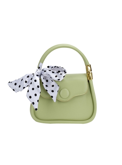 French Elegant Stylish Pearl Chain Polka Dot Bowknot Silk Scarf Classic Lolita Crossbody Bag