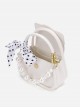 French Elegant Stylish Pearl Chain Polka Dot Bowknot Silk Scarf Classic Lolita Crossbody Bag