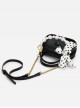 French Elegant Stylish Pearl Chain Polka Dot Bowknot Silk Scarf Classic Lolita Crossbody Bag