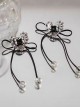 Metal Heart Ribbon Bowknot Ballet Style Y2K Glass Beads Sweet Cool Classic Lolita Earrings