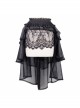 Gothic Style Slightly Transparent Lace Layered Mesh Fabric Waist Elastic Band Black Fluffy Skirt