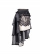 Gothic Style Slightly Transparent Lace Layered Mesh Fabric Waist Elastic Band Black Fluffy Skirt