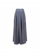 Punk Style Twill Weave Waist Heat-Sealed Fabric Adjustable Drawstring Black Long Hem Skirt