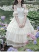 Ivory Tower Series Pure Apricot Ruffles Lace Classic Lolita Sleeveless Fluffy Mesh Yarn Hem French Elegant Long Dress