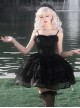 Ivory Tower Series French Retro Black Ribbon Bowknot Ruffles Lace Elegant Classic Lolita Sleeveless Fluffy Tutu Dress