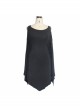 Gothic Loose Knit With Bat Spike Hem Black Sleeveless Dress