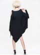 Gothic Loose Knit With Bat Spike Hem Black Sleeveless Dress