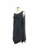 Gothic Loose Knit With Bat Spike Hem Black Sleeveless Dress