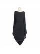 Gothic Loose Knit With Bat Spike Hem Black Sleeveless Dress