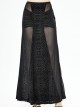 Gothic Style Gorgeous Velvet Pattern Splicing Slightly Transparent Elastic Mesh Fabric Front Center Cross Pattern Black Long Skirt