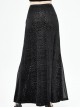 Gothic Style Gorgeous Velvet Pattern Splicing Slightly Transparent Elastic Mesh Fabric Front Center Cross Pattern Black Long Skirt