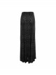 Gothic Style Gorgeous Velvet Pattern Splicing Slightly Transparent Elastic Mesh Fabric Front Center Cross Pattern Black Long Skirt