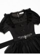 Ivory Tower Series Elegant Puff Sleeves Black Ribbon Bowknot Lace Classic Lolita Fluffy Five-Section Ruffles Dress