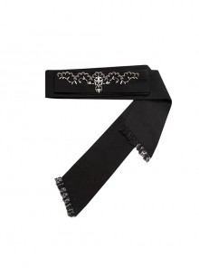 Ivory Tower Series Versatile Classic Lolita Elegant French Black Lace Ruffles Ribbon Embroidered Belt