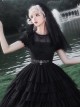 Ivory Tower Series Versatile Classic Lolita Elegant French Black Lace Ruffles Ribbon Embroidered Belt