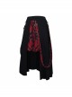 Punk Style Pleated Grid Pattern Woven Center Front Metal Eyelet Decoration Black And Red Skirt