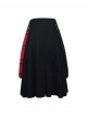 Punk Style Pleated Grid Pattern Woven Center Front Metal Eyelet Decoration Black And Red Skirt