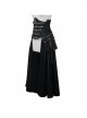 Gothic Style Faux Leather Adjustable Zipper Side Pockets Back Tie Black Waist Skirt