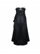 Gothic Style Faux Leather Adjustable Zipper Side Pockets Back Tie Black Waist Skirt