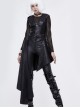 Punk Style Asymmetrical Faux Leather Hem Eyelet Ties With Metal Rivets Embellished Black Vest