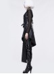 Punk Style Asymmetrical Faux Leather Hem Eyelet Ties With Metal Rivets Embellished Black Vest