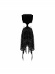 Gothic Style Sexy Flocking Print Splicing Elastic Knitted Front Center Slightly Transparent Pointed Hem Black Hollow Sleeveless Dress