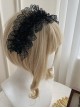 Ivory Tower Series Elegant French Ribbon Bowknot Classic Lolita Black Embroidery Lace Ribbon Headband