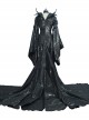 Movie Maleficent Halloween Cosplay Maleficent Stage Performance Black Long Dress Costume