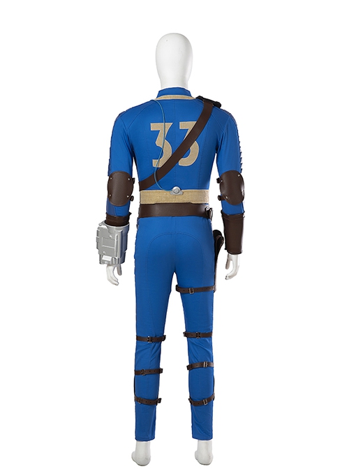 TV Drama Fallout Halloween Cosplay Male Blue Bodysuit Suit Costume Set Without Boots