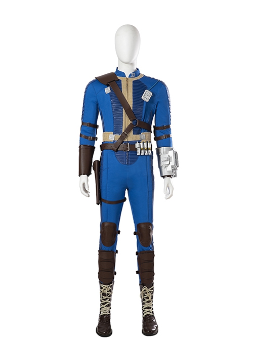 TV Drama Fallout Halloween Cosplay Male Version Blue Bodysuit Suit Accessories Brown Boots