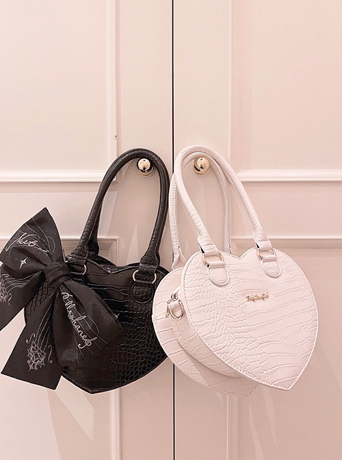 Love Party Series Crocodile Pattern Elegant French Style Lady Heart Shape Classic Lolita Crossbody Bags