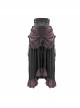 Punk Style Vintage Burgundy Pleated Layered Fabric Waist Stitching Leather Adjustable Drawstring Black Skirt