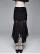 Gothic Style Gorgeous Palace Flocking Print Mesh With Irregular Hem Black Daily Hip Skirt