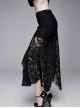 Gothic Style Gorgeous Palace Flocking Print Mesh With Irregular Hem Black Daily Hip Skirt