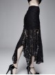 Gothic Style Gorgeous Palace Flocking Print Mesh With Irregular Hem Black Daily Hip Skirt