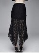 Gothic Style Gorgeous Palace Flocking Print Mesh With Irregular Hem Black Daily Hip Skirt