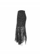 Gothic Style Gorgeous Palace Flocking Print Mesh With Irregular Hem Black Daily Hip Skirt