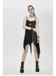 Punk Style Asymmetric Stretch Knit Patchwork Chaotic Mesh Black Adjustable Suspender Dress