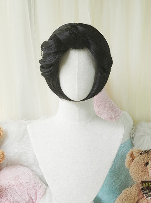 Basic Bob Haircut European Elegant Curly Slanted Bangs Hairstyle Classic Lolita Versatile Short Wig