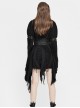 Punk Style Irregular Rag Knit With Double Jacquard Mesh Black Long Sleeved Dress