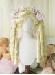 European Aristocratic Retro Long Roman Curly Double Ponytail Braids Sweet Lolita Tiger Mouth Clip Dual Horsetail Wig