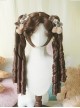 European Aristocratic Retro Long Roman Curly Double Ponytail Braids Sweet Lolita Tiger Mouth Clip Dual Horsetail Wig