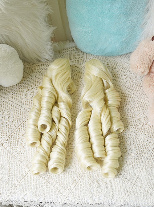 European Aristocratic Retro Long Roman Curly Double Ponytail Braids Sweet Lolita Tiger Mouth Clip Dual Horsetail Wig