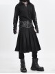 Punk Style Wrinkled Fog Leather Stitching Crack Pattern Fabric Side Metal Ring Decoration Men's Black Skirt