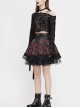 Punk Style Personalized Grid Pattern With Lace Hem Asymmetrical Design Black And Red Adjustable Skirt