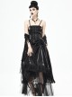 Gothic Style Gorgeous Shiny Braid With Lace Mesh Hem Black Adjustable Suspender Dress