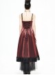 Gothic Style Gorgeous Shiny Braid With Lace Mesh Hem Red Adjustable Suspender Dress