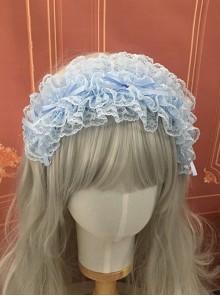 Ribbon Bowknot Sweet Lolita Solid Color Versatile Soft Girl Girly Beautiful Lace Headband